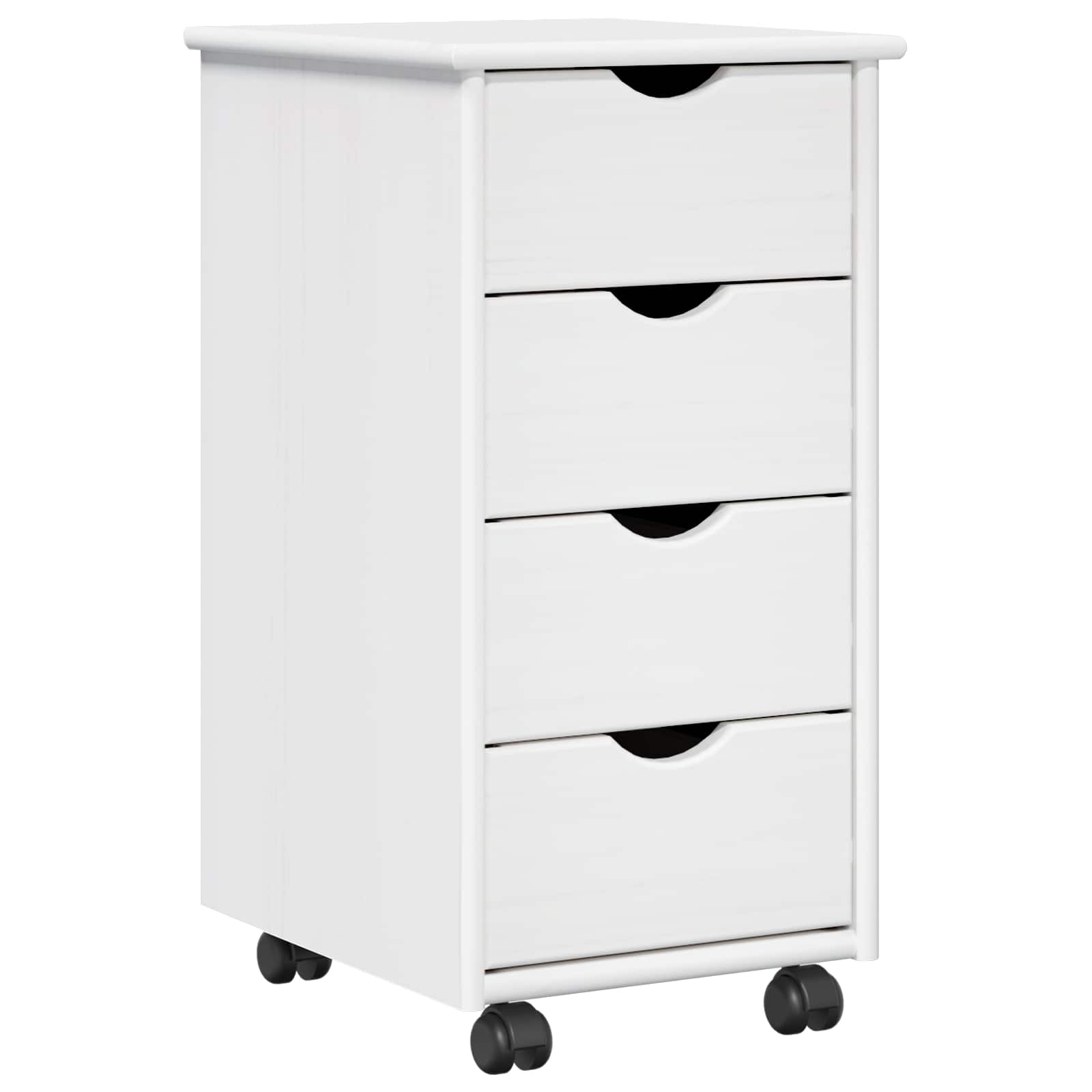 vidaXL Rollschrank Mit Rad Weiß 34 x 39 x 65,5 cm Massivholz Kiefer