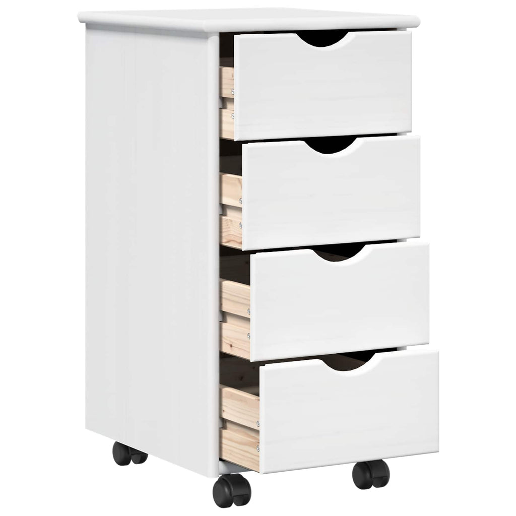 vidaXL Rollschrank Mit Rad Weiß 34 x 39 x 65,5 cm Massivholz Kiefer