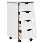 vidaXL Rollschrank Mit Rad Weiß 34 x 39 x 65,5 cm Massivholz Kiefer