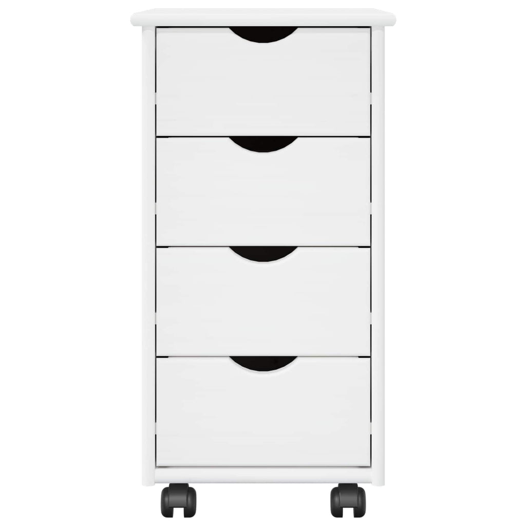 vidaXL Rollschrank Mit Rad Weiß 34 x 39 x 65,5 cm Massivholz Kiefer
