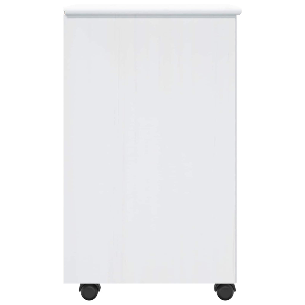 vidaXL Rollschrank Mit Rad Weiß 34 x 39 x 65,5 cm Massivholz Kiefer