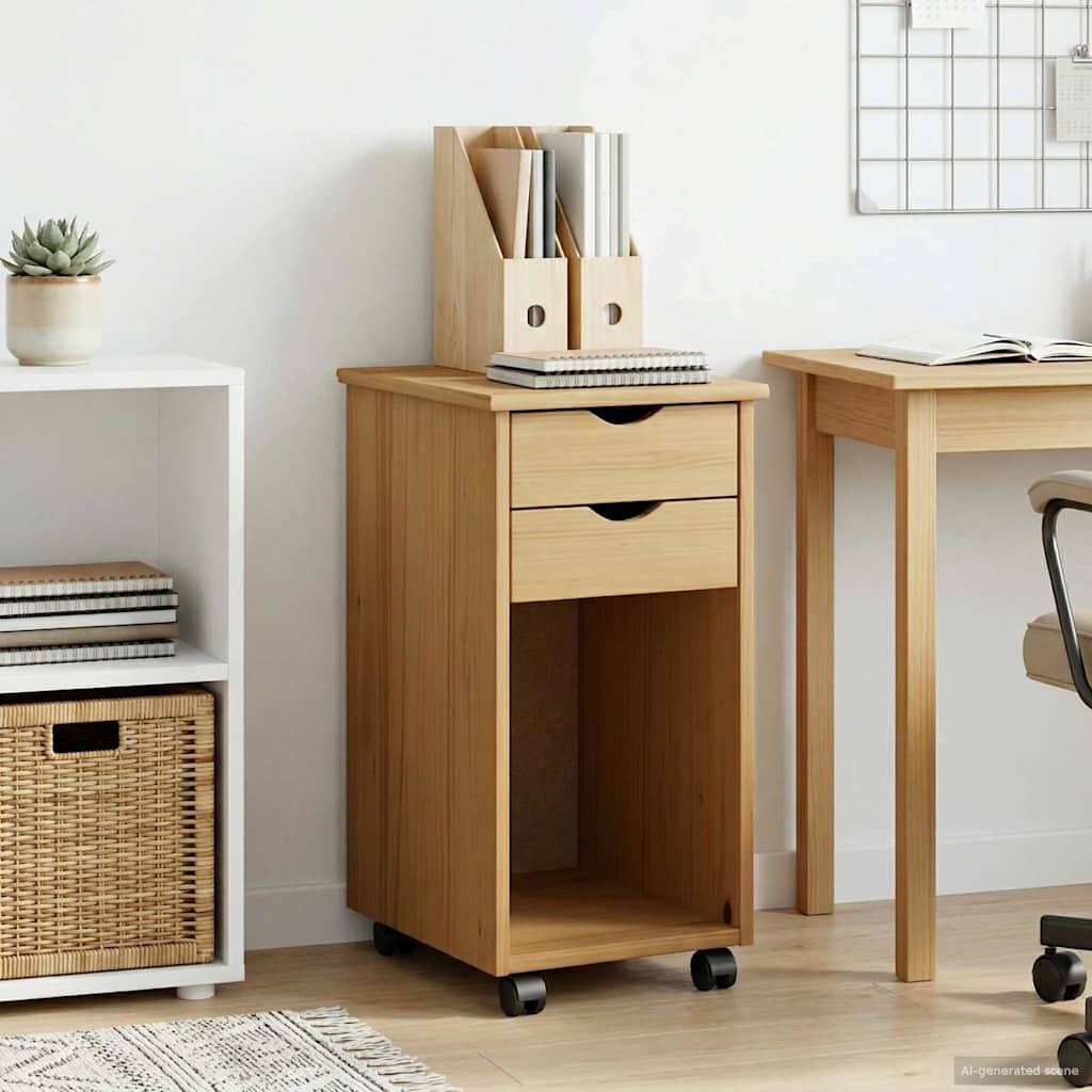 vidaXL Rollschrank Honigbraun 34 x 39 x 65,5 cm Massives Kiefernholz