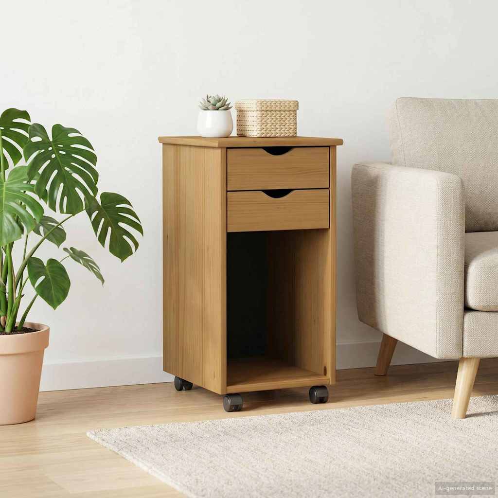 vidaXL Rollschrank Honigbraun 34 x 39 x 65,5 cm Massives Kiefernholz