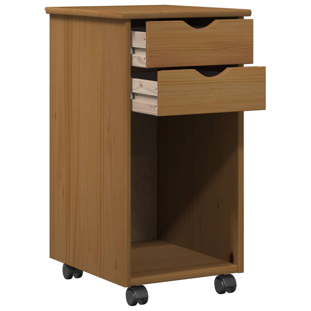 vidaXL Rollschrank Honigbraun 34 x 39 x 65,5 cm Massives Kiefernholz