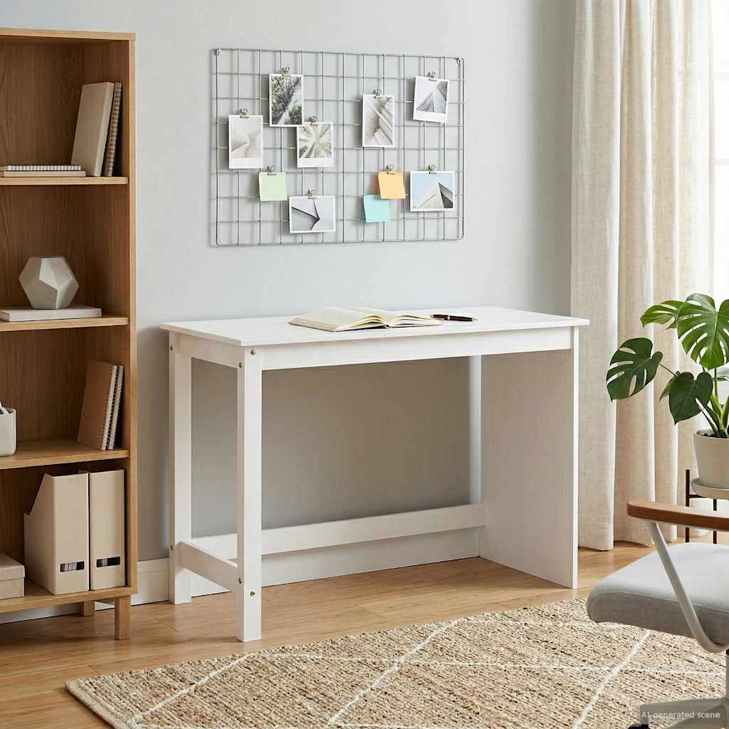 vidaXL Schreibtisch Weiß 112 x 50 x 75 cm Massivholz Kiefer