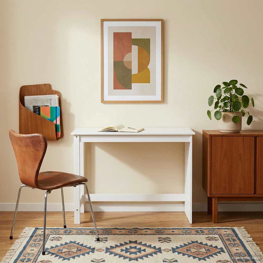 vidaXL Schreibtisch Weiß 112 x 50 x 75 cm Massivholz Kiefer