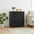 vidaXL Rollschrank Schwarz 63,5 x 39 x 65,5 cm Massivholz Kiefer