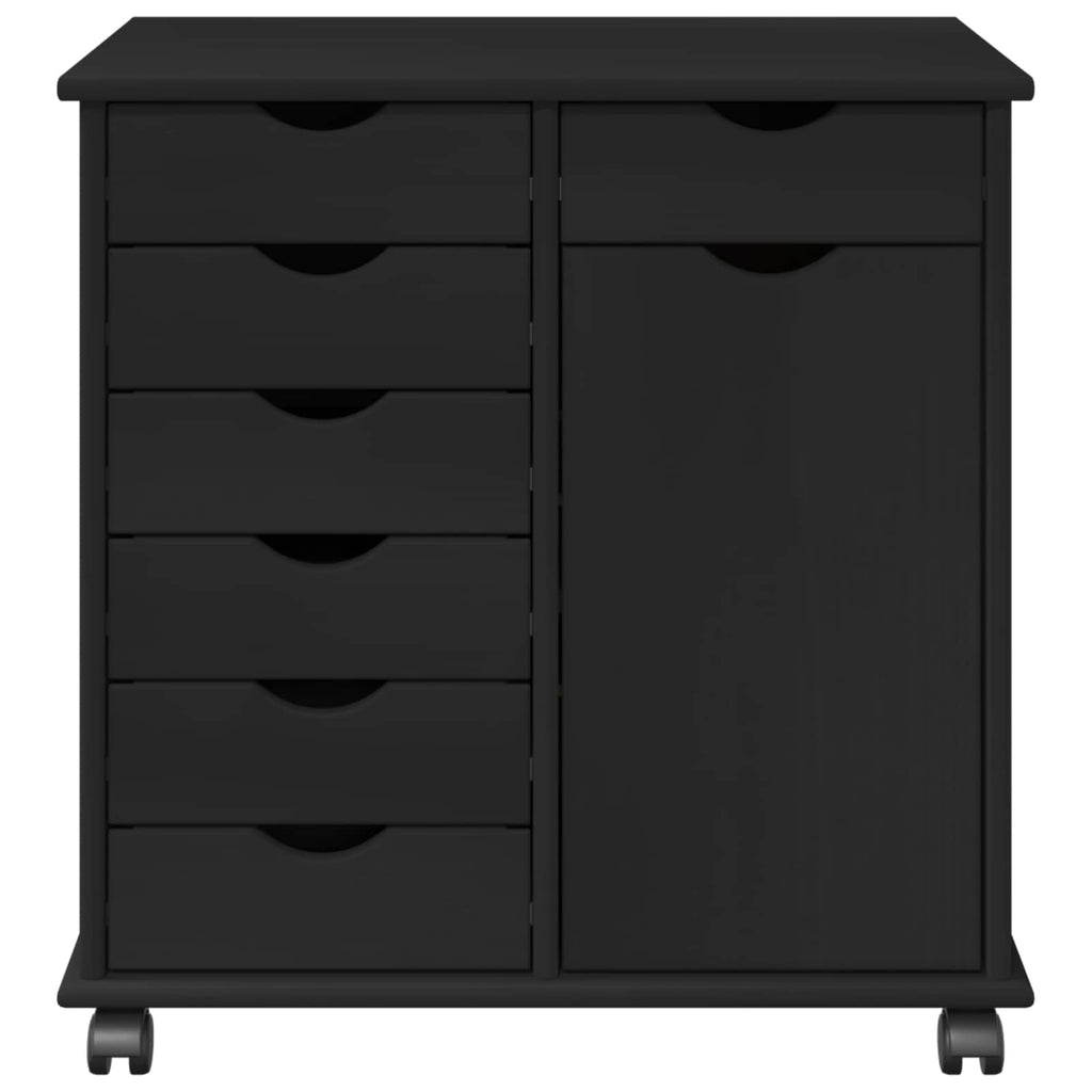 vidaXL Rollschrank Schwarz 63,5 x 39 x 65,5 cm Massivholz Kiefer