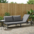 vidaXL Sonnenliege für 3 Personen Schwarz 200 x 62 x 59,5 cm Textilene