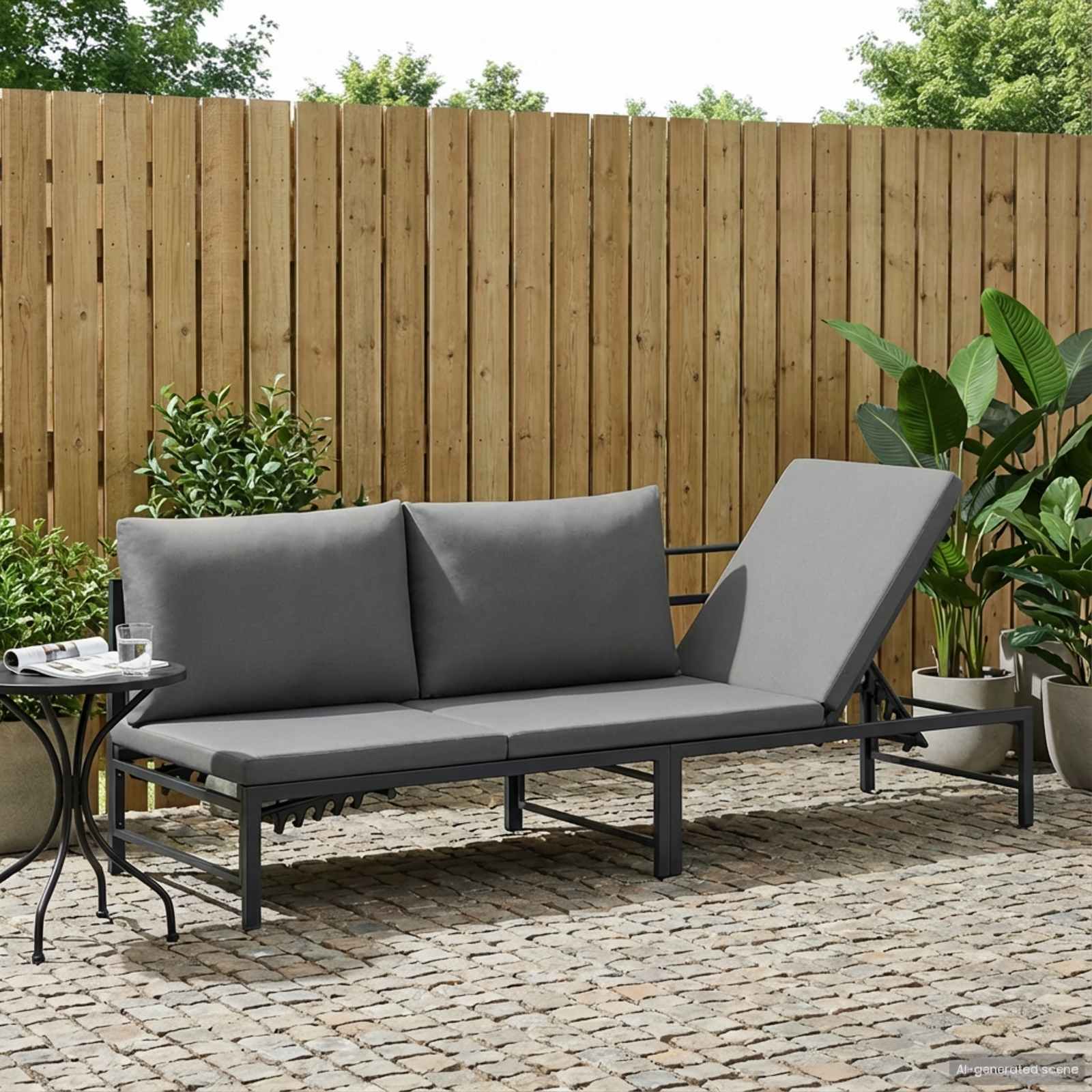 vidaXL Sonnenliege für 3 Personen Schwarz 200 x 62 x 59,5 cm Textilene