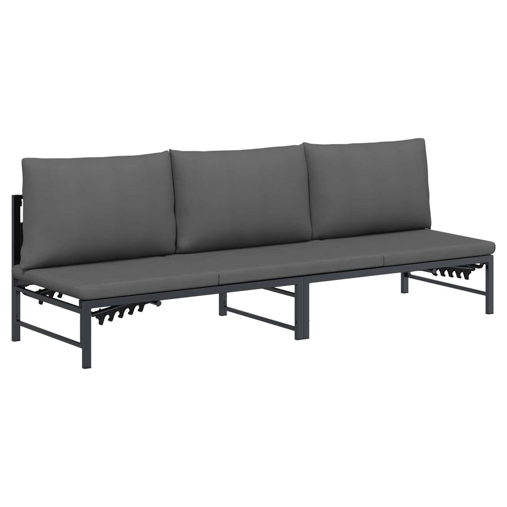 vidaXL Sonnenliege für 3 Personen Schwarz 200 x 62 x 59,5 cm Textilene