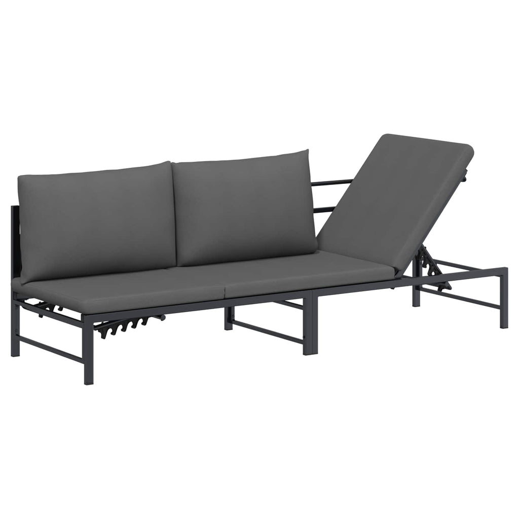 vidaXL Sonnenliege für 3 Personen Schwarz 200 x 62 x 59,5 cm Textilene