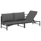 vidaXL Sonnenliege für 3 Personen Schwarz 200 x 62 x 59,5 cm Textilene