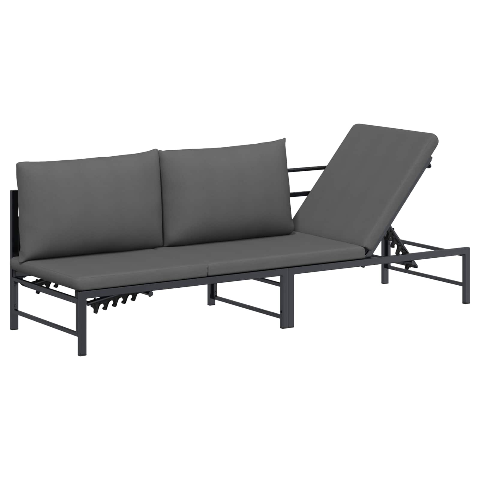 vidaXL Sonnenliege für 3 Personen Schwarz 200 x 62 x 59,5 cm Textilene