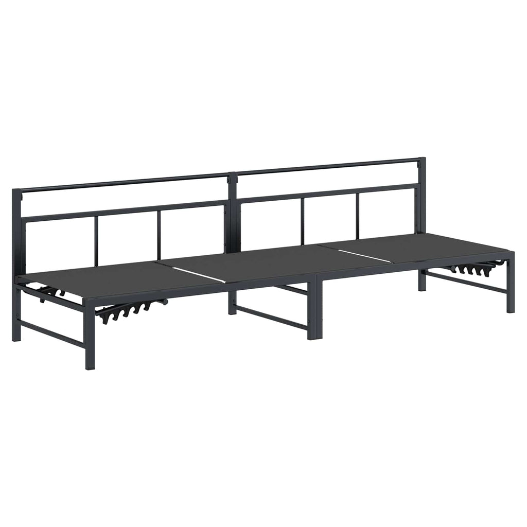 vidaXL Sonnenliege für 3 Personen Schwarz 200 x 62 x 59,5 cm Textilene
