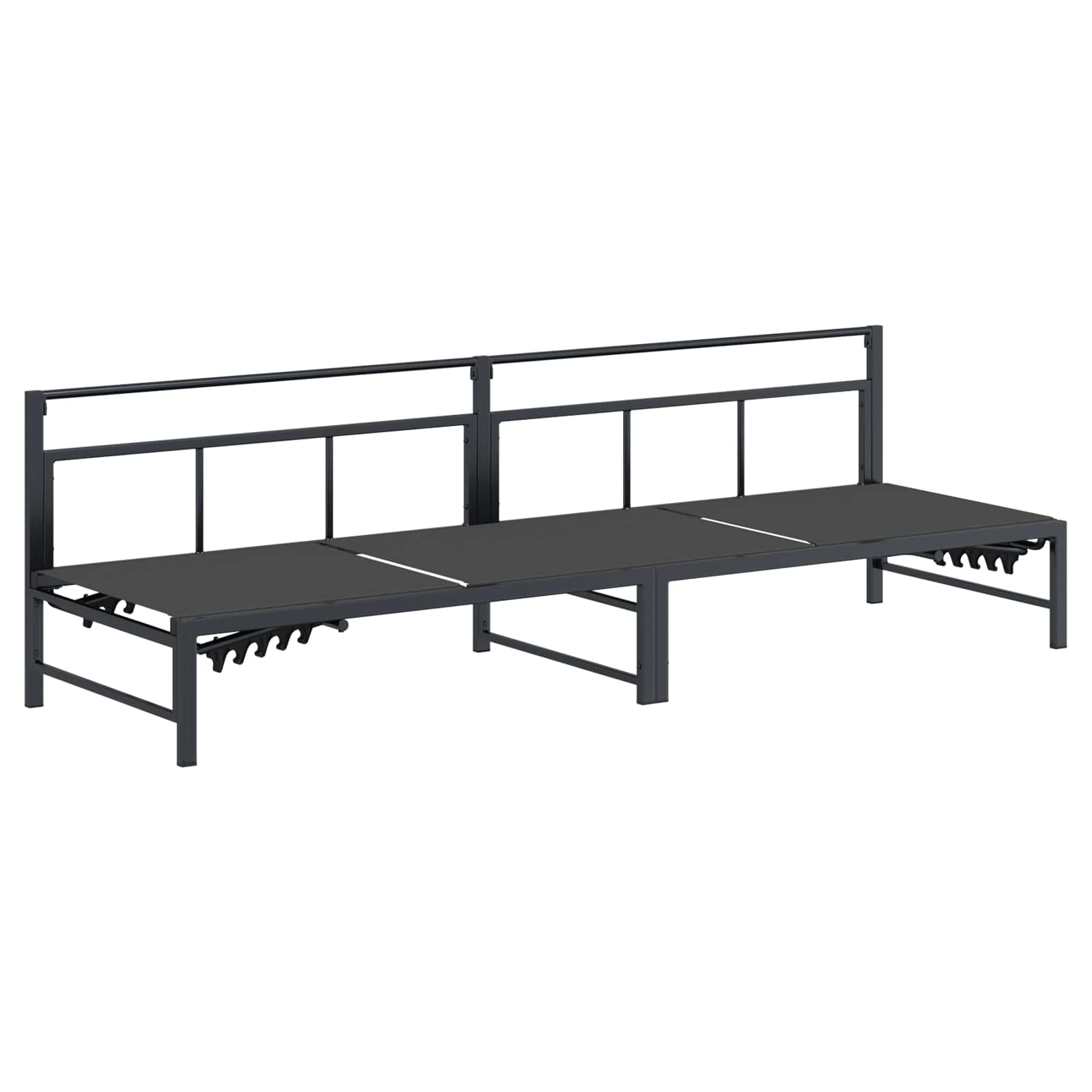 vidaXL Sonnenliege für 3 Personen Schwarz 200 x 62 x 59,5 cm Textilene