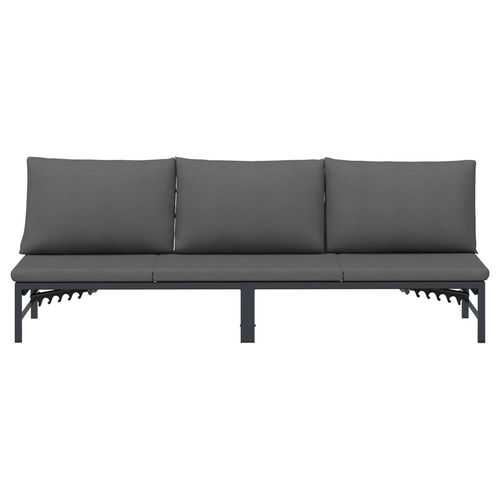vidaXL Sonnenliege für 3 Personen Schwarz 200 x 62 x 59,5 cm Textilene