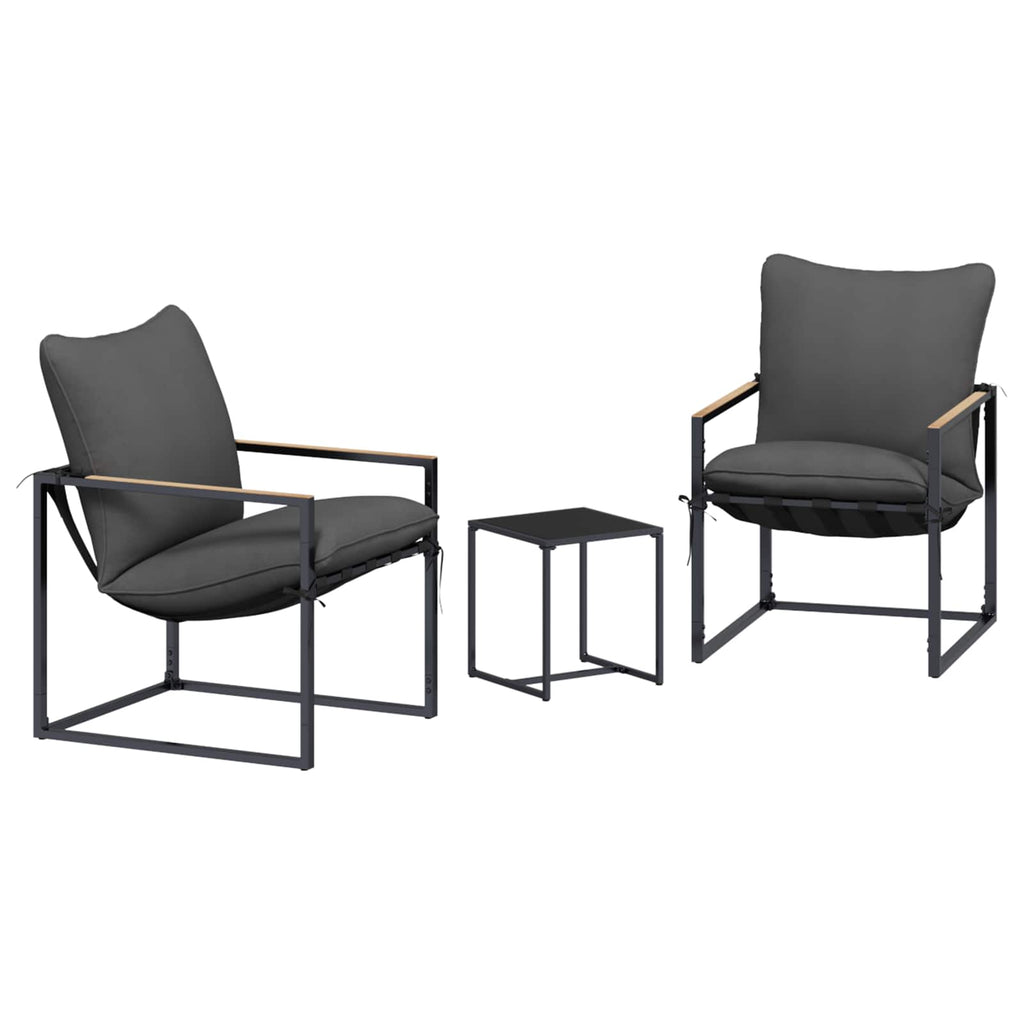 vidaXL Gartensofa-set 3 pcs Schwarz und Anthrazit Stahl