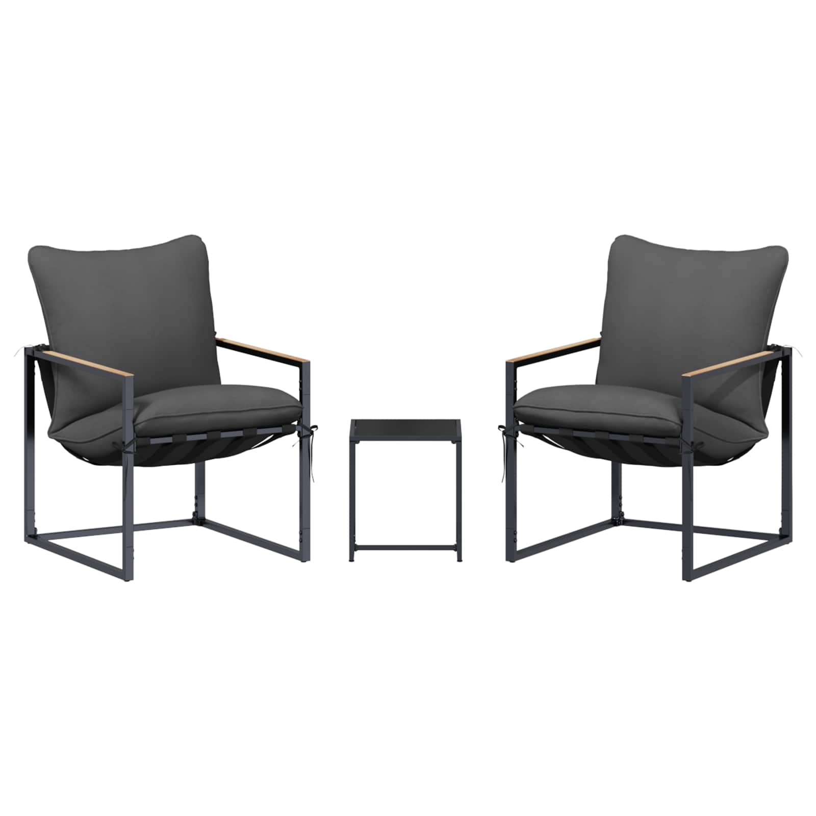 vidaXL Gartensofa-set 3 pcs Schwarz und Anthrazit Stahl