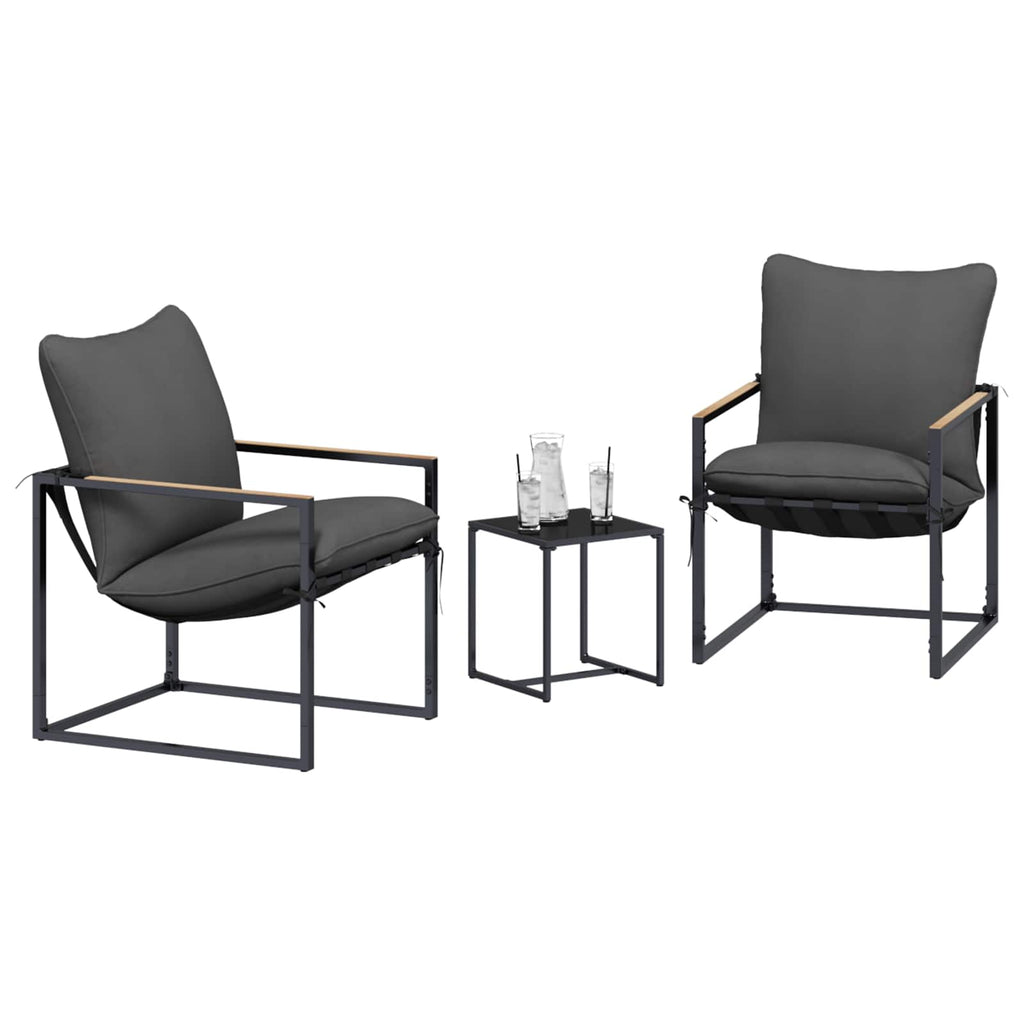 vidaXL Gartensofa-set 3 pcs Schwarz und Anthrazit Stahl