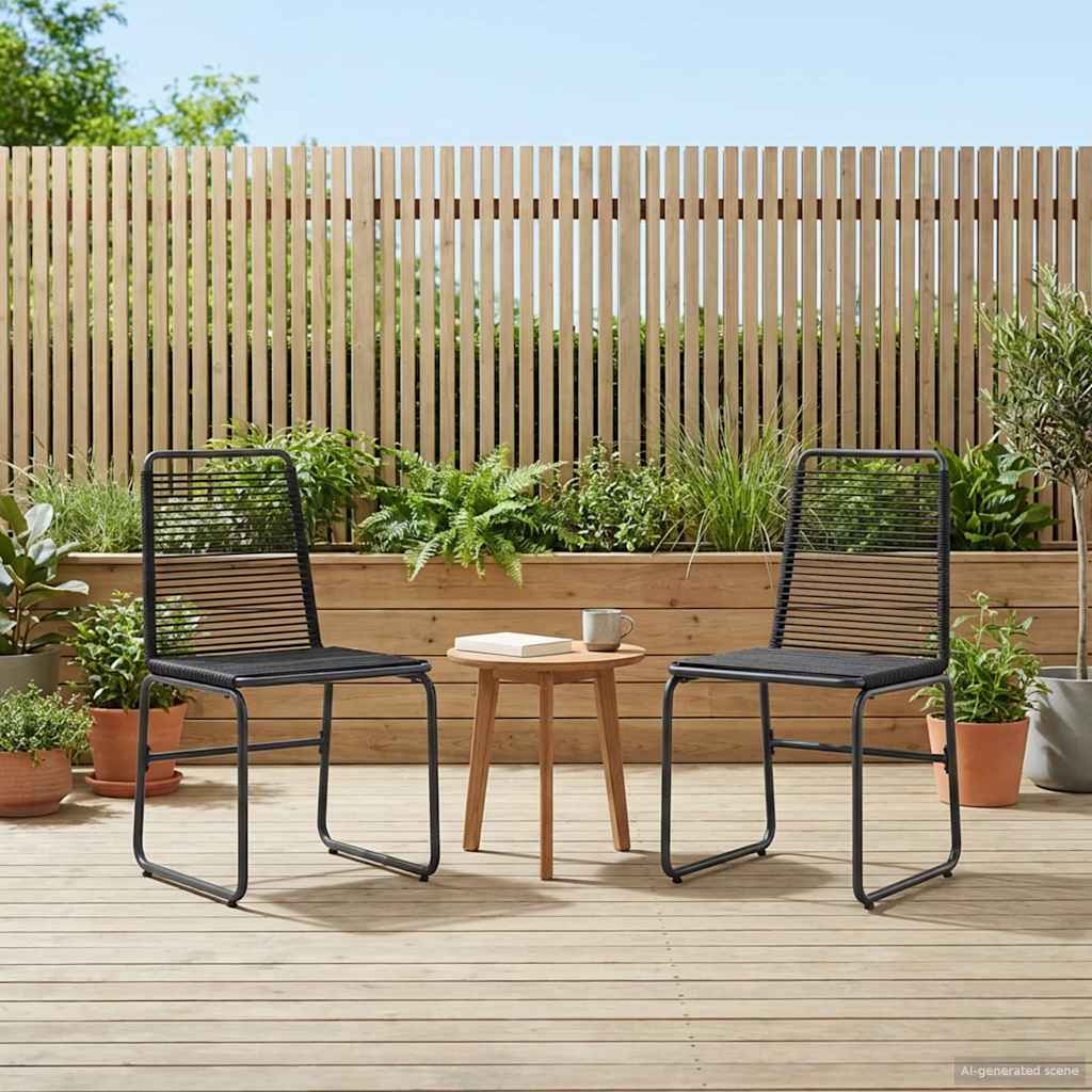 vidaXL Gartenstühle 2 pcs Schwarz 48 x 55 x 89,5 cm Rattan
