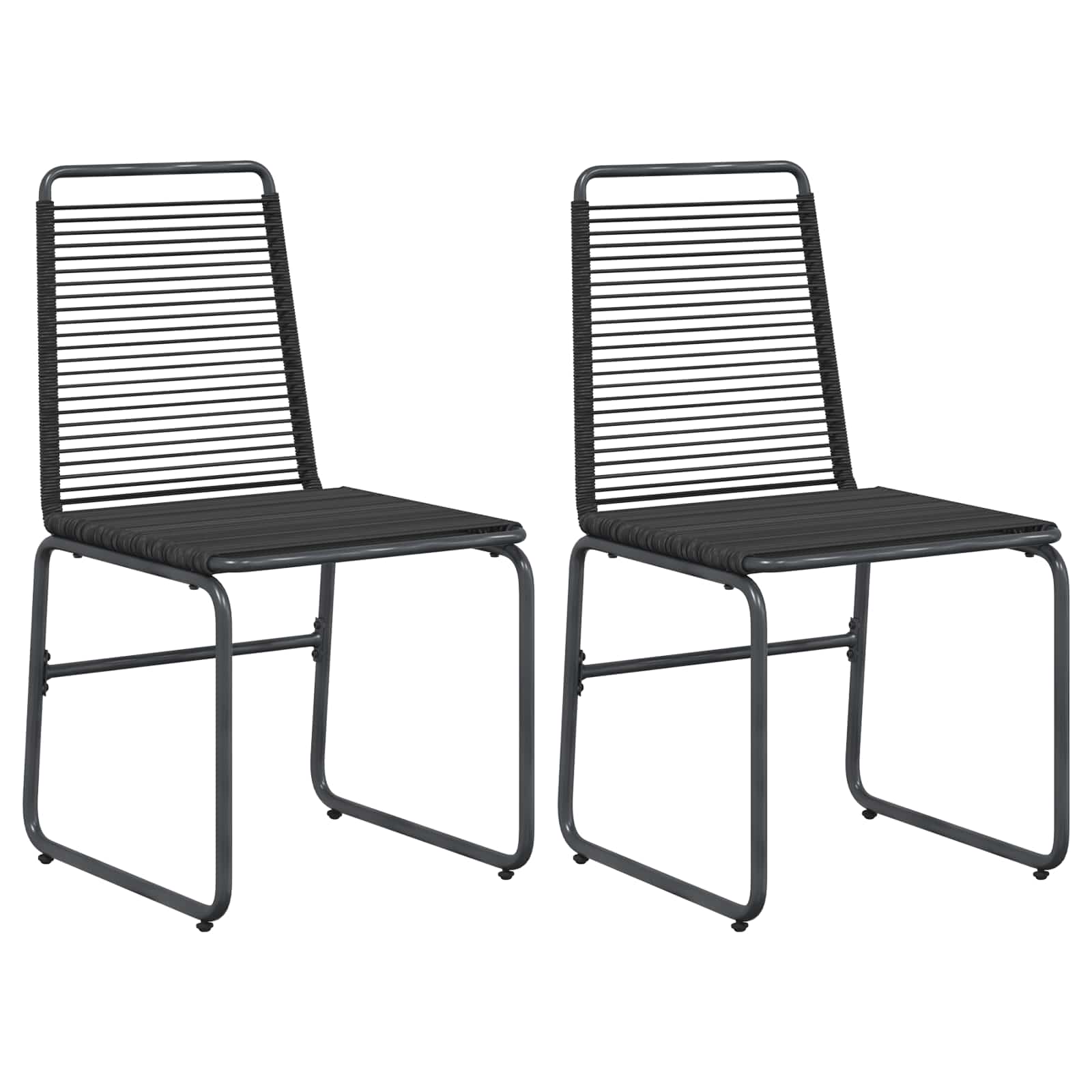 vidaXL Gartenstühle 2 pcs Schwarz 48 x 55 x 89,5 cm Rattan