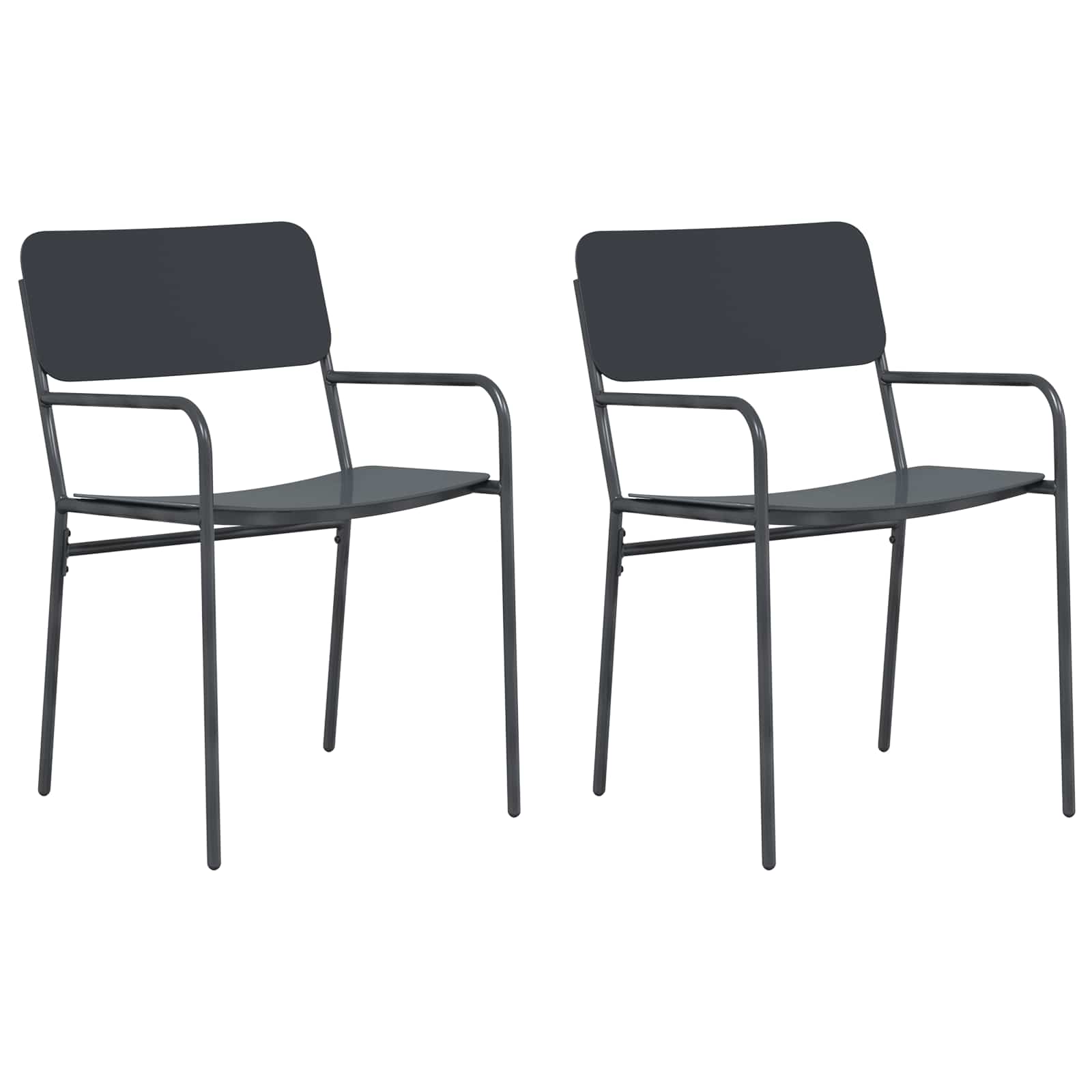 vidaXL Gartenstühle 2 pcs Anthrazit 51 x 55 x 81 cm Stahl