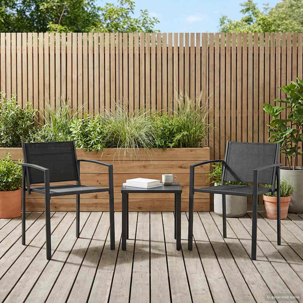 vidaXL Gartenstühle 2 pcs Schwarz und Anthrazit 53,5 x 59 x 77 cm