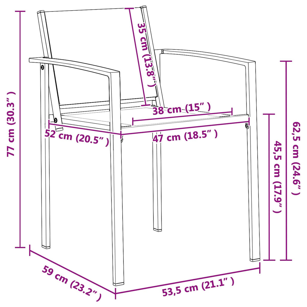 vidaXL Gartenstühle 2 pcs Schwarz und Anthrazit 53,5 x 59 x 77 cm