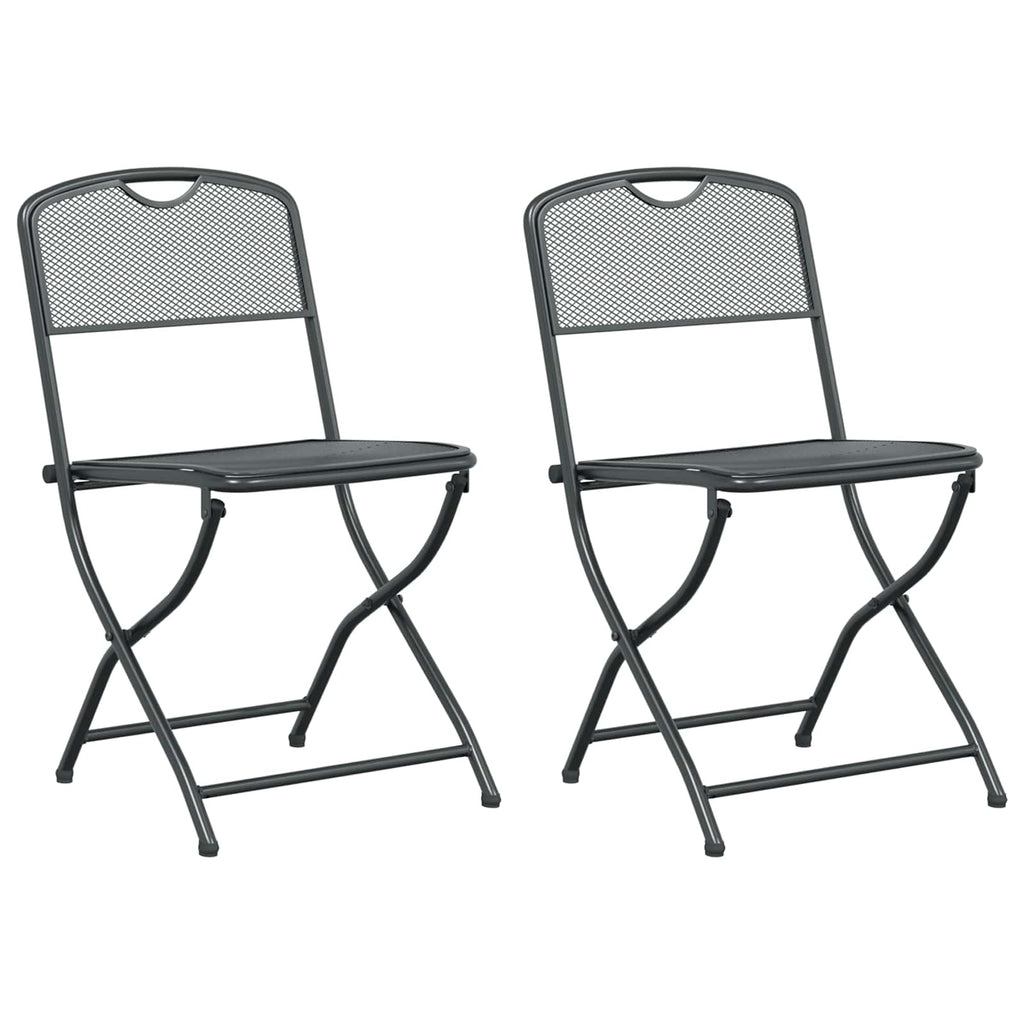 vidaXL Gartenstühle 2 pcs Anthrazit 52,5 x 46 x 82 cm Eisen