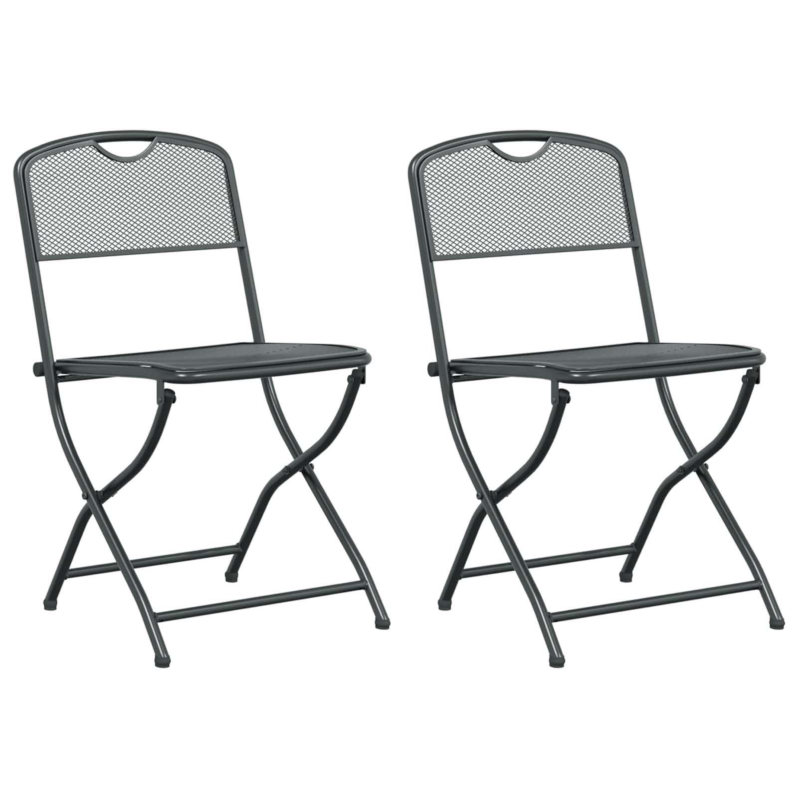 vidaXL Gartenstühle 2 pcs Anthrazit 52,5 x 46 x 82 cm Eisen