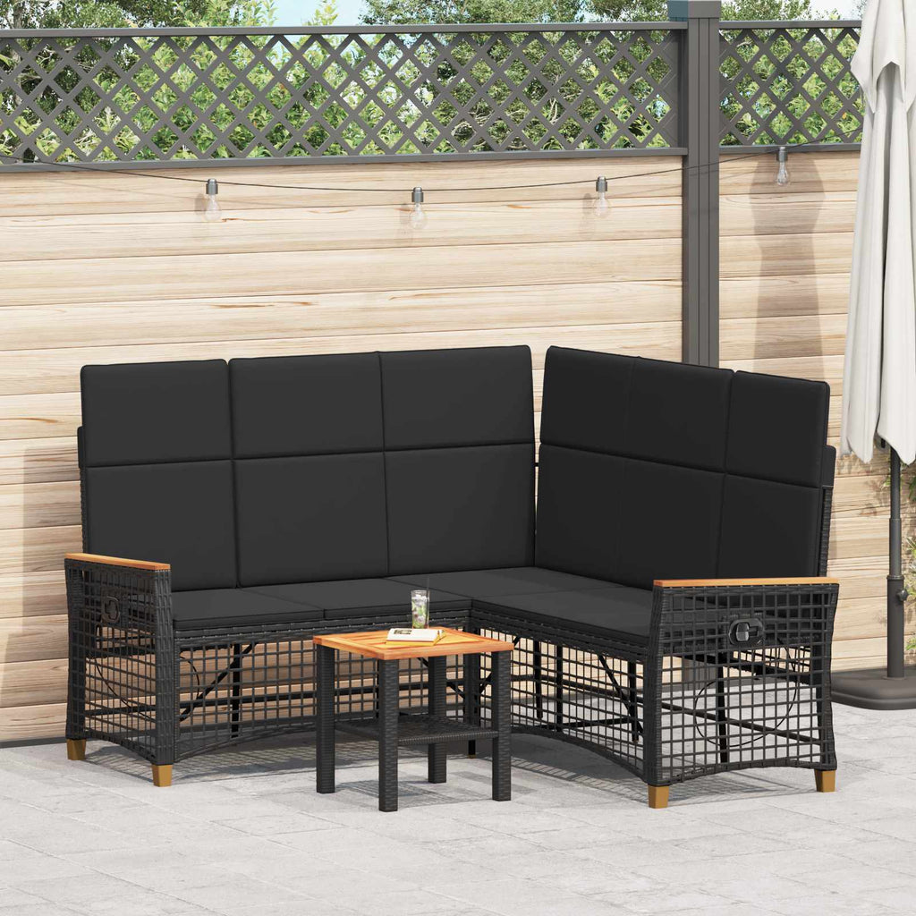 vidaXL Garten Liegesofa Set Verstellbar Schwarz 164 x 164 x 112 cm