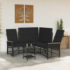 vidaXL Garten Liegesofa Set Verstellbar Schwarz 164 x 164 x 112 cm