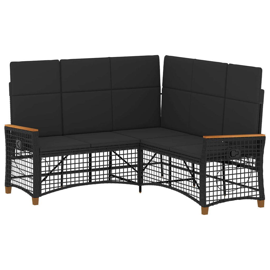 vidaXL Garten Liegesofa Set Verstellbar Schwarz 164 x 164 x 112 cm