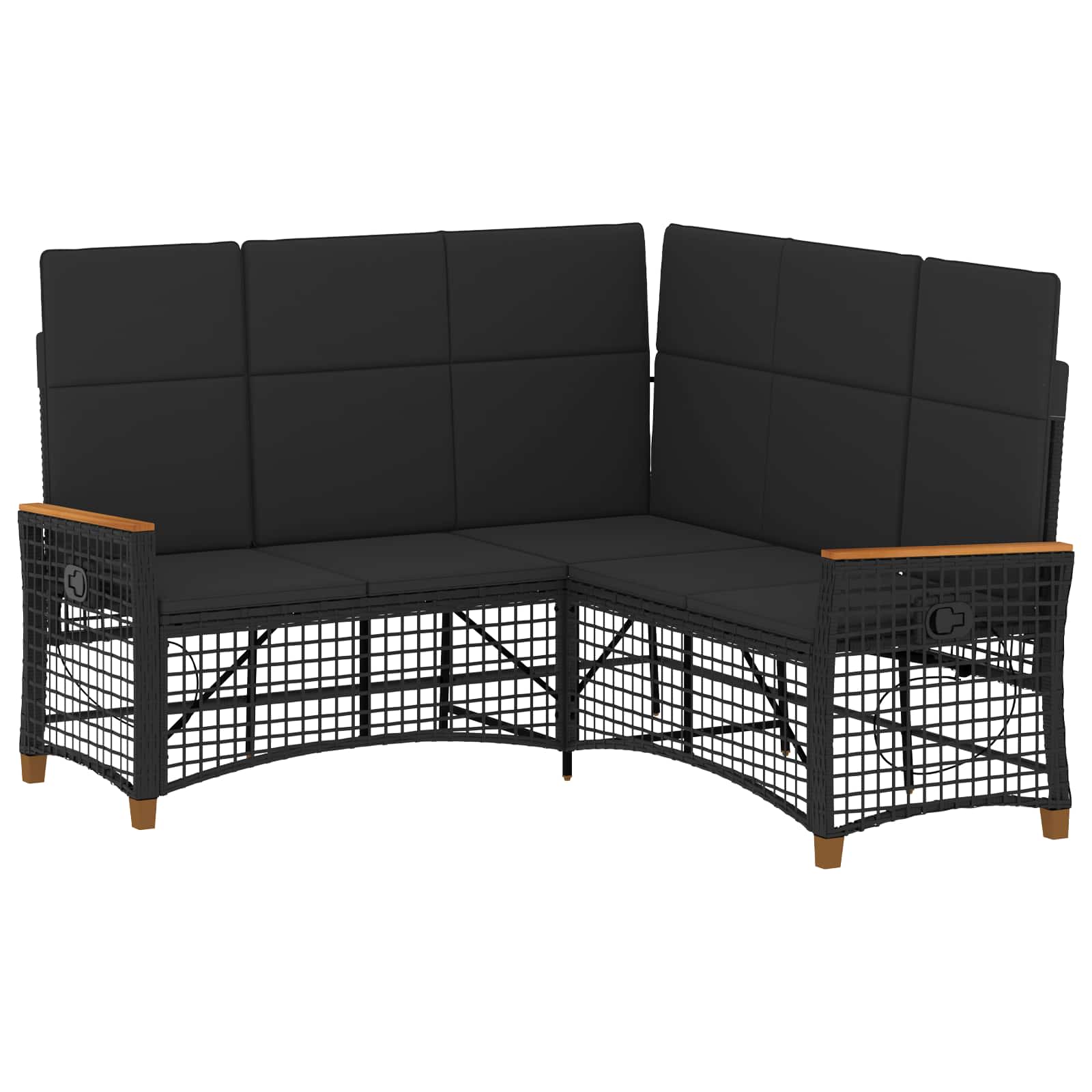 vidaXL Garten Liegesofa Set Verstellbar Schwarz 164 x 164 x 112 cm