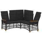 vidaXL Garten Liegesofa Set Verstellbar Schwarz 164 x 164 x 112 cm