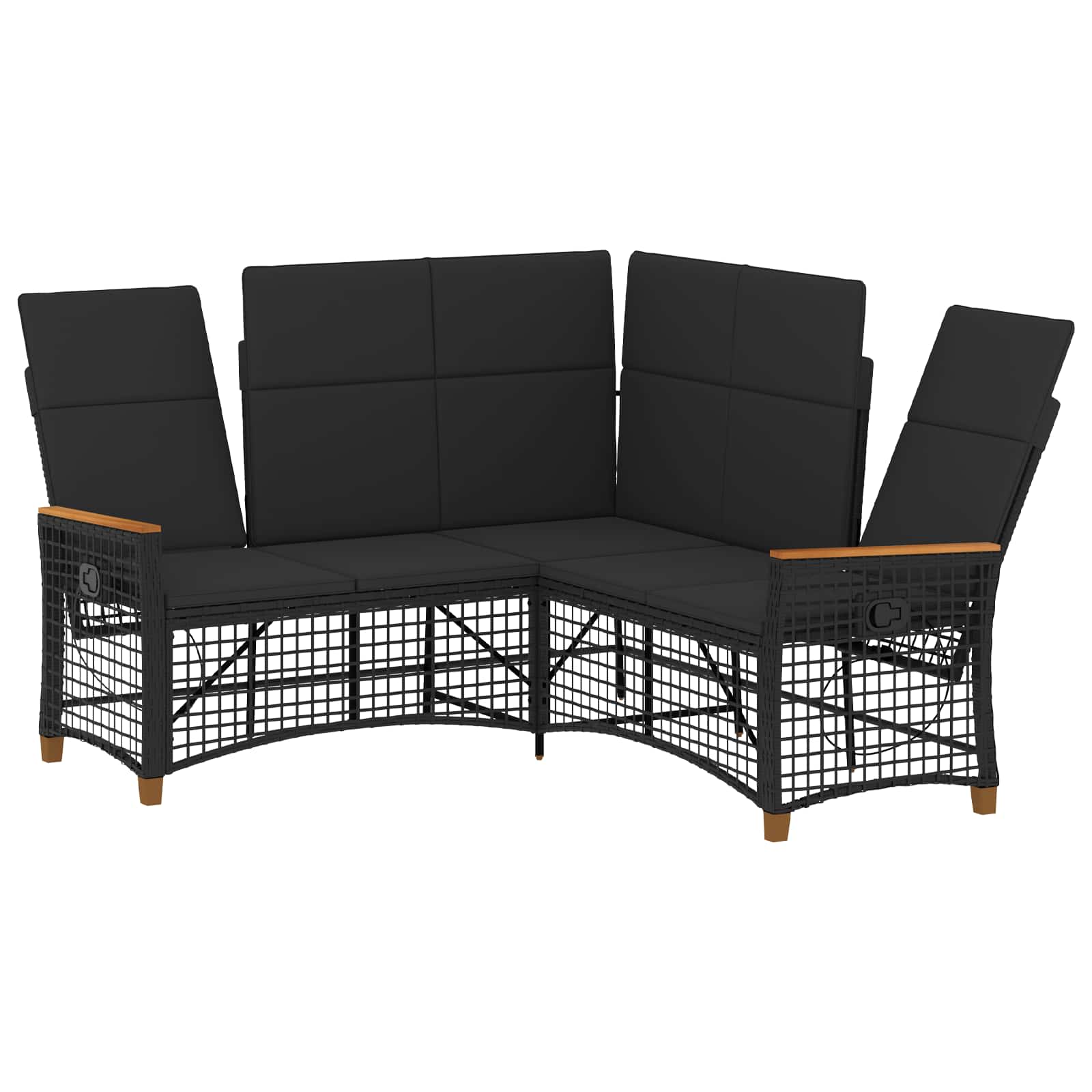 vidaXL Garten Liegesofa Set Verstellbar Schwarz 164 x 164 x 112 cm