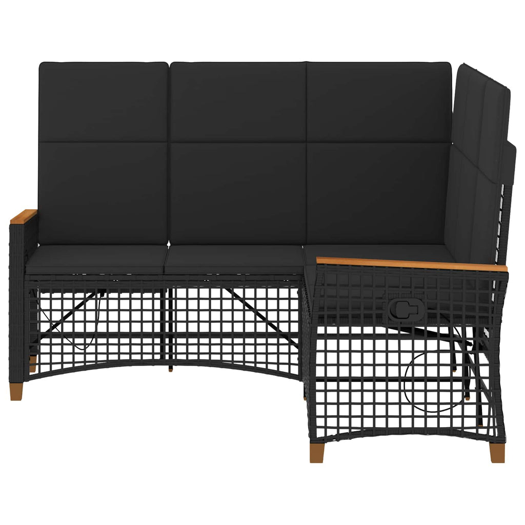 vidaXL Garten Liegesofa Set Verstellbar Schwarz 164 x 164 x 112 cm