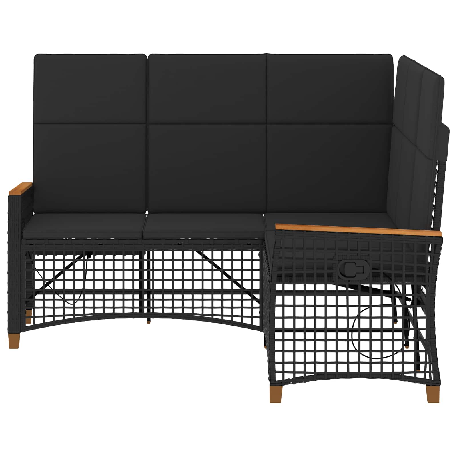 vidaXL Garten Liegesofa Set Verstellbar Schwarz 164 x 164 x 112 cm