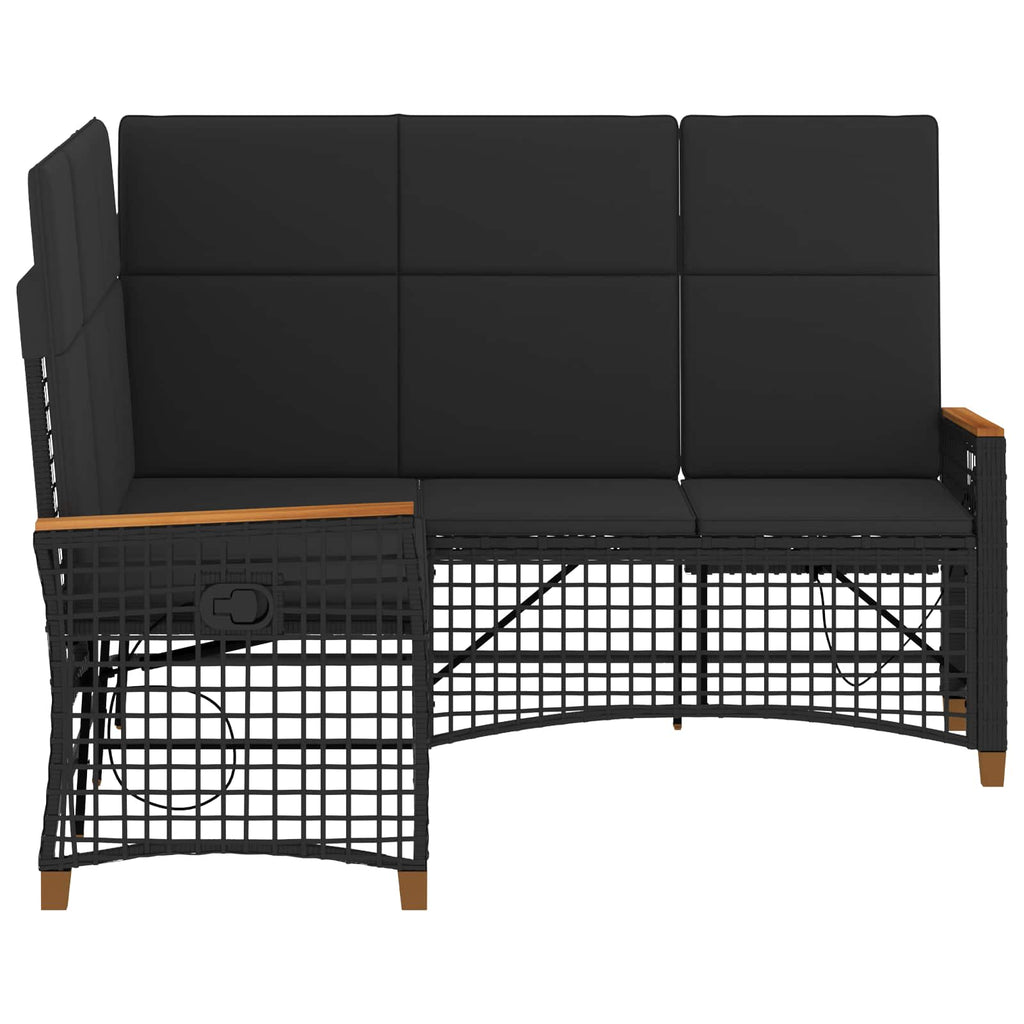 vidaXL Garten Liegesofa Set Verstellbar Schwarz 164 x 164 x 112 cm