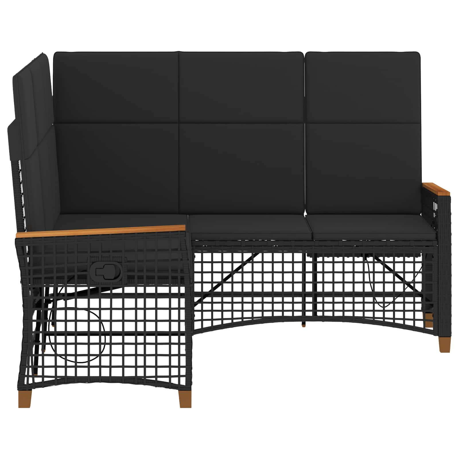 vidaXL Garten Liegesofa Set Verstellbar Schwarz 164 x 164 x 112 cm