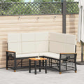 vidaXL Garten Liegesofa Set Schwarz und Cremeweiß 164 x 164 x 112 cm