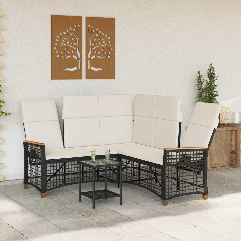 vidaXL Garten Liegesofa Set Schwarz und Cremeweiß 164 x 164 x 112 cm