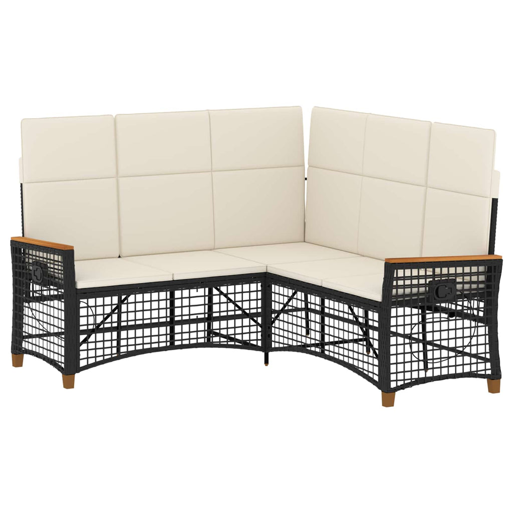 vidaXL Garten Liegesofa Set Schwarz und Cremeweiß 164 x 164 x 112 cm