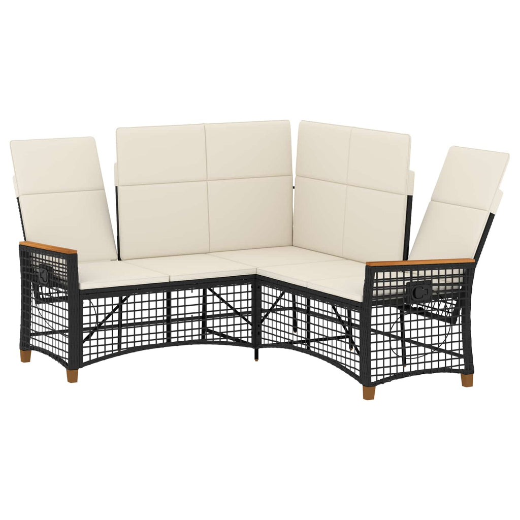 vidaXL Garten Liegesofa Set Schwarz und Cremeweiß 164 x 164 x 112 cm