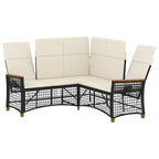 vidaXL Garten Liegesofa Set Schwarz und Cremeweiß 164 x 164 x 112 cm