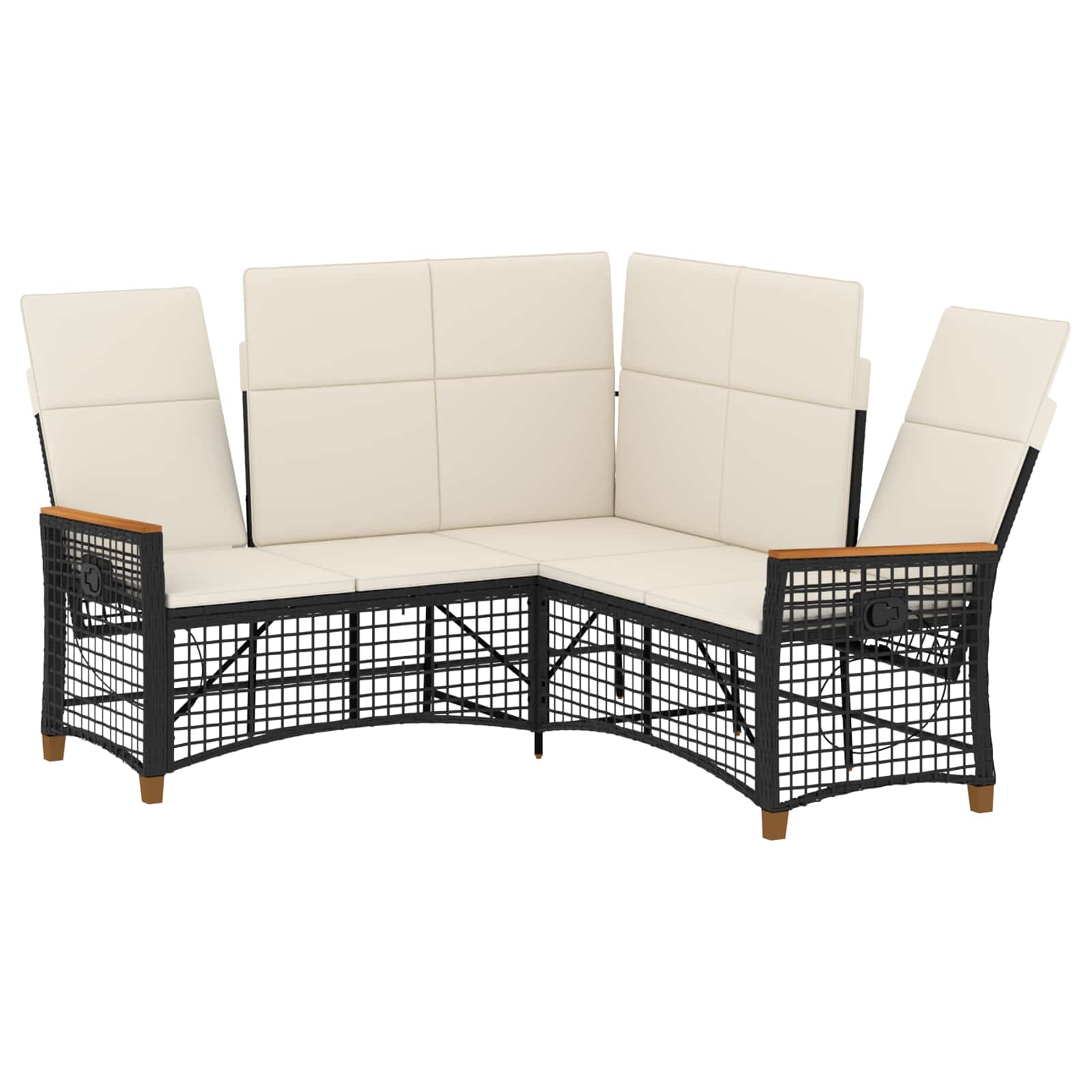 vidaXL Garten Liegesofa Set Schwarz und Cremeweiß 164 x 164 x 112 cm