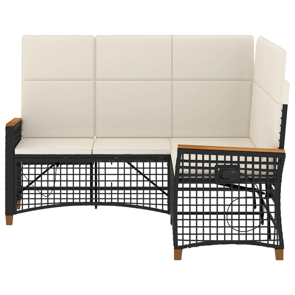 vidaXL Garten Liegesofa Set Schwarz und Cremeweiß 164 x 164 x 112 cm