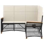 vidaXL Garten Liegesofa Set Schwarz und Cremeweiß 164 x 164 x 112 cm