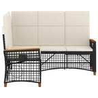 vidaXL Garten Liegesofa Set Schwarz und Cremeweiß 164 x 164 x 112 cm